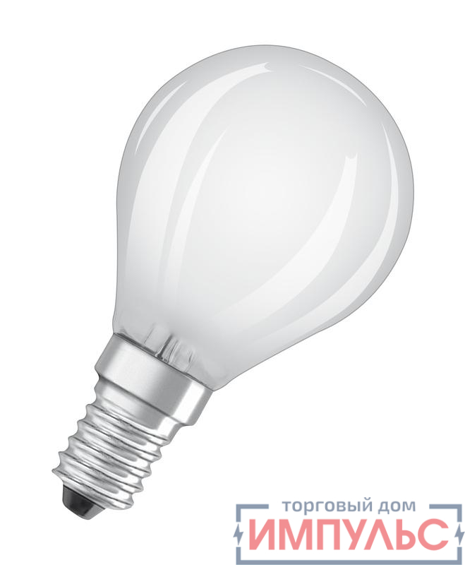 Лампа светодиодная филаментная Retrofit P 5Вт (замена 40Вт) матов. 2700К тепл. бел. E14 470лм угол пучка 320град. 220-240В диммир. OSRAM 4058075436923