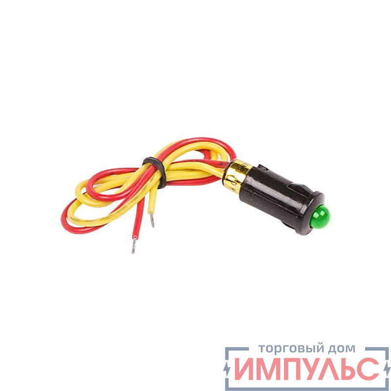 Индикатор малый d8 12В с проводом зел. LED (WL-04) Rexant 36-4712