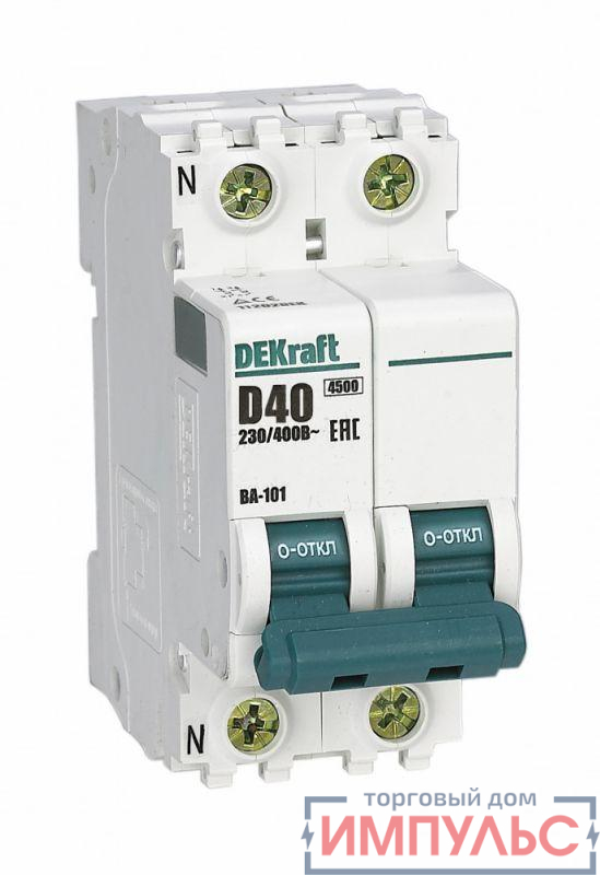 Выключатель автоматический модульный 2п (1P+N) D 40А 4.5кА ВА-101 DEKraft 11202DEK 0