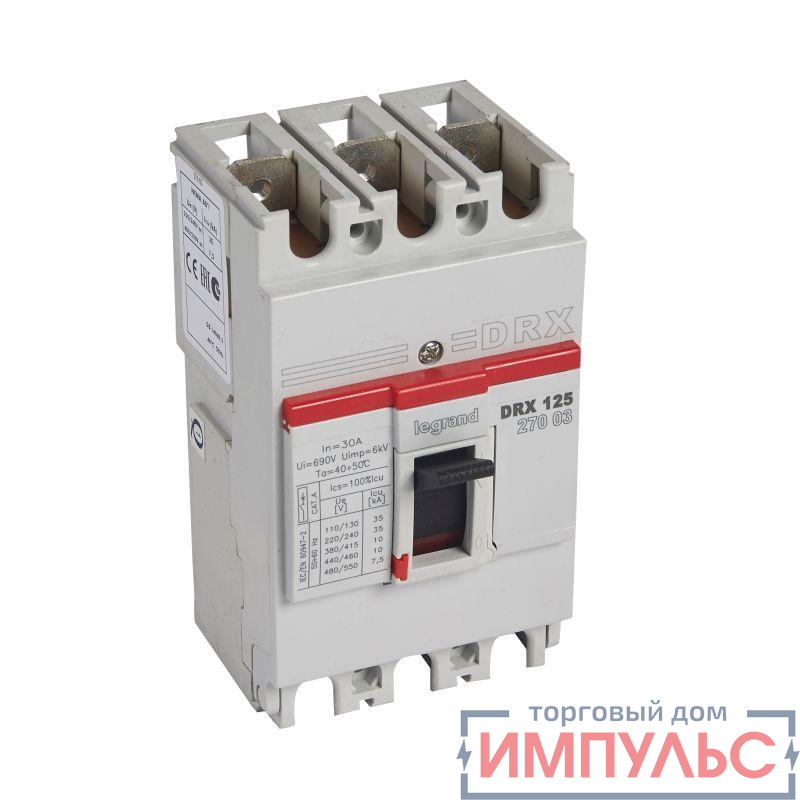 Выключатель автоматический 3п 30А 10кА DRX125 термомагнитн. расцеп. Leg 027003