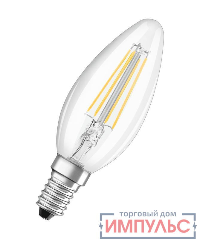 Лампа светодиодная филаментная LEDPCLB40D 5Вт E14 230В 827 FIL 10X1 диммир. OSRAM 4058075591219