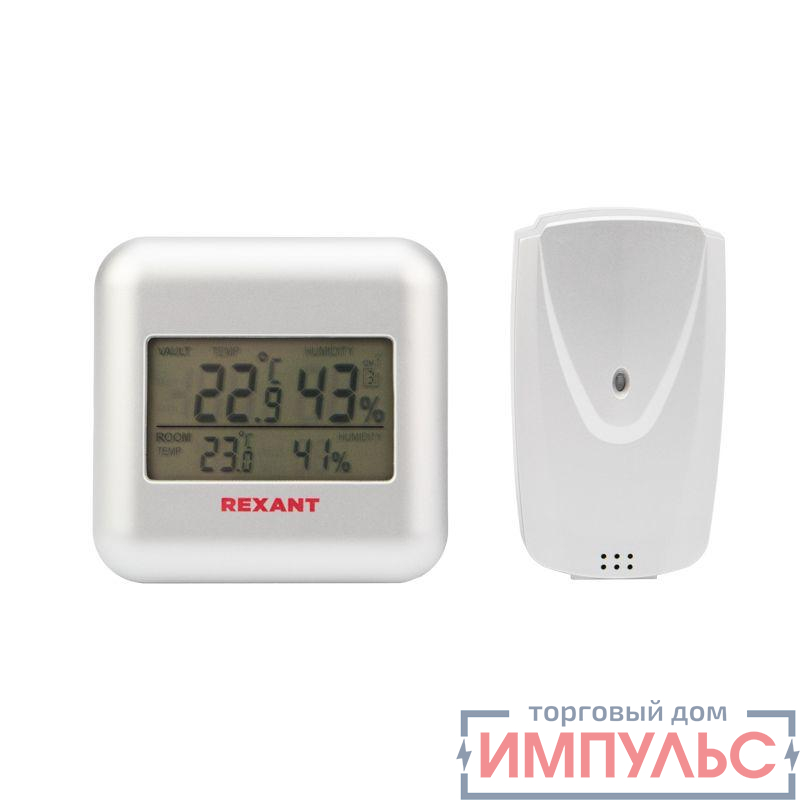 Термометр электронный S3341BF с часами и беспроводным выносным датчиком Rexant 70-0596
