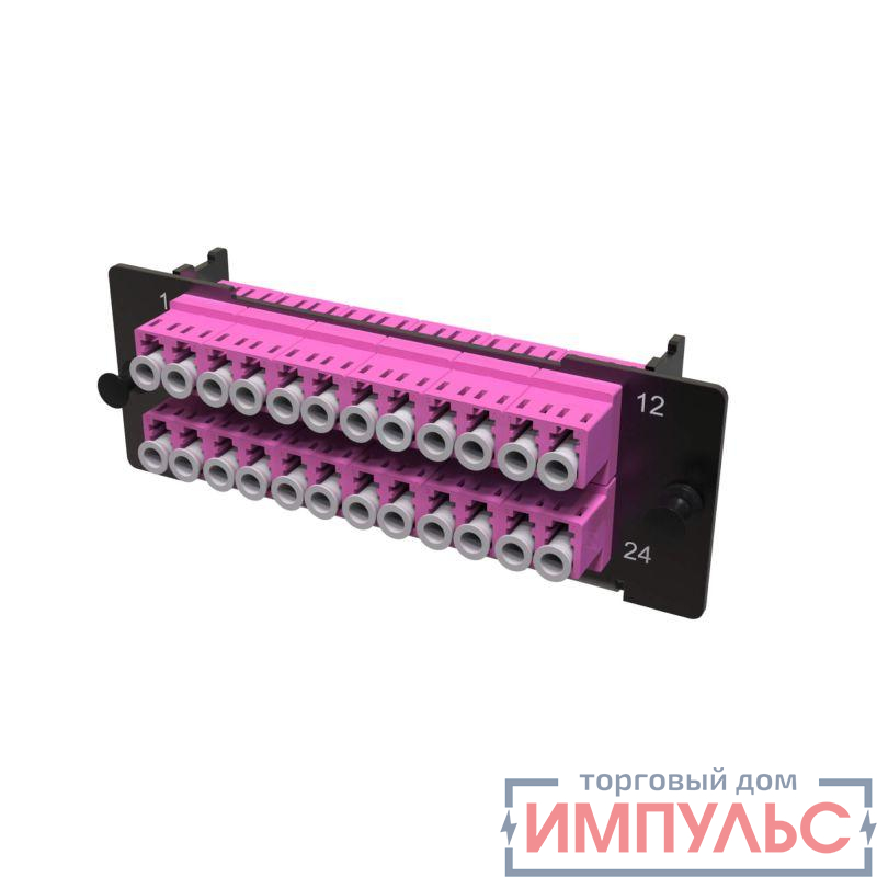 Планка адаптерная с установленными 12xLC Duplex адаптерами (цвет адаптера - пурпурный) OM4 1 HU DKC RNAP12L1U4