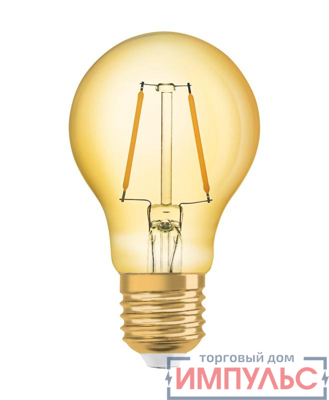 Лампа светодиодная филаментная Vintage 1906 LED CL A FIL GOLD 22 non-dim 2.5W/824 2.5Вт 2400К тепл. бел. E27 220лм 220-240В (замена 22Вт) зол. OSRAM 4058075293199