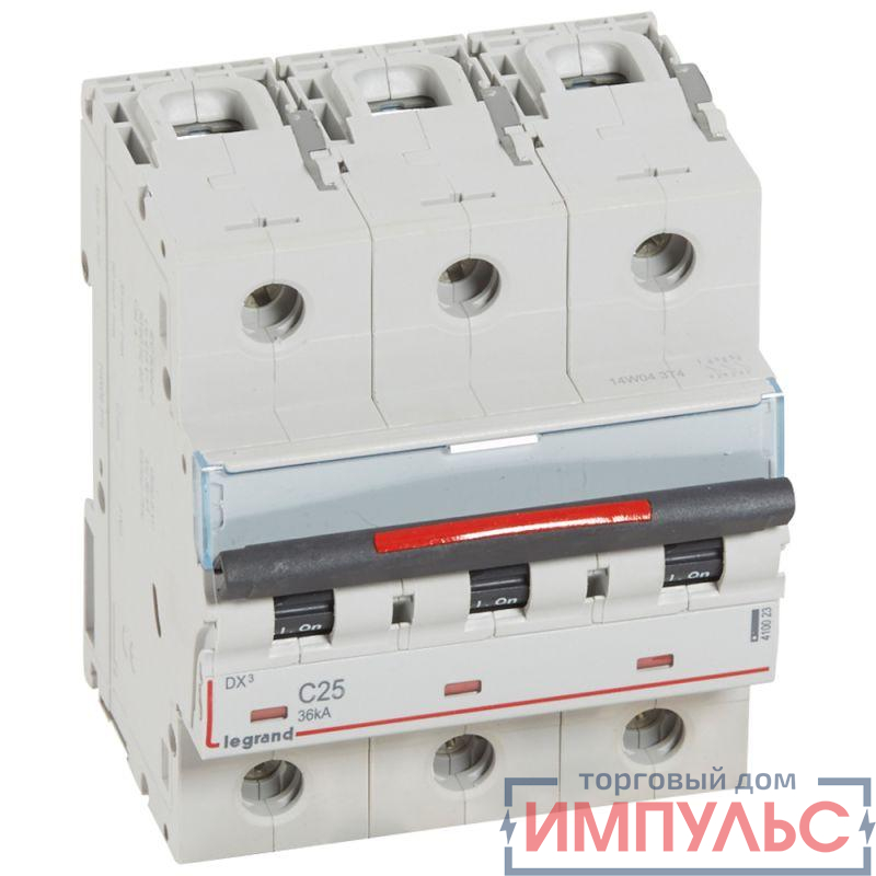 Выключатель автоматический модульный 3п C 25А 36кА DX3 4.5мод. 230/400В Leg 410023