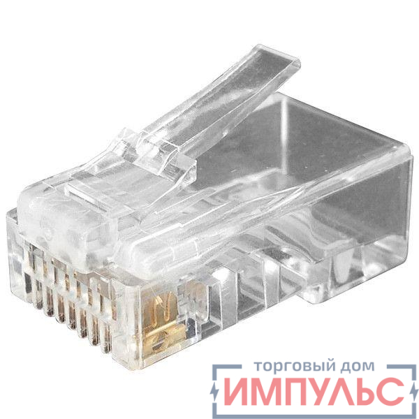 Разъем PLUG-8P8C-U-C6-100 RJ45 (8P8C) под витую пару кат.6 (50/50микродюйм) универс. (для ож и мж кабеля) (уп.100шт) Hyperline 49367