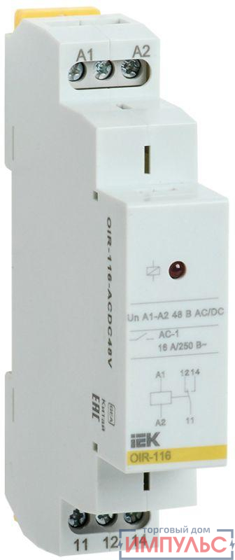 Реле промежуточное OIR 1 конт. (16А) 48В AC/DC IEK OIR-116-ACDC48V