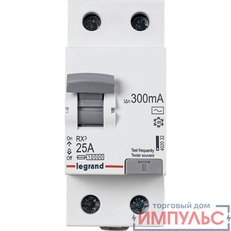 Выключатель дифференциального тока (УЗО) 2п 25А 300мА тип AC RX3 Leg 402032