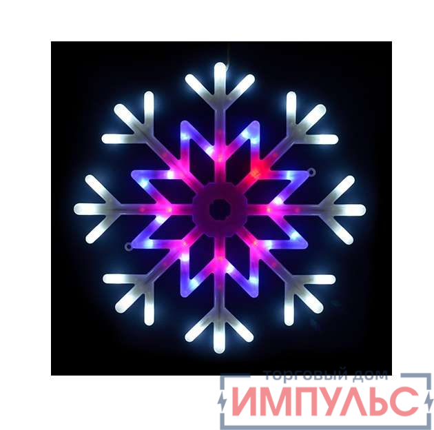 Гирлянда светодиодная "Снежинка" ULD-H4040-048/DTA MULTI IP20 SNOWFLAKE 48led 40х40см красный. синий. белый свет UNIEL UL-00001403