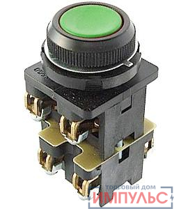 Выключатель кнопочный КЕ-012 У3 исп.2 3з+1р цилиндр IP40 10А 660В зел. Электротехник ET010382