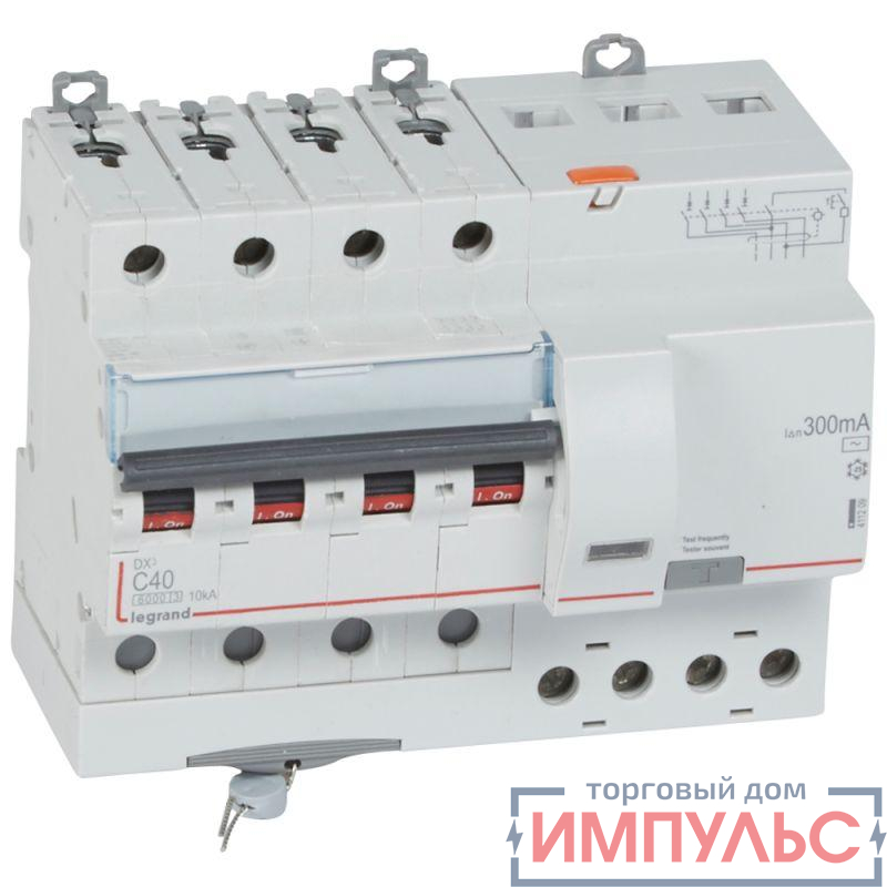 Выключатель автоматический дифференциального тока 4п C 40А 300мА тип AC 10кА DX3 7мод. Leg 411209