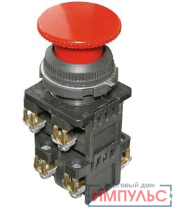 Выключатель кнопочный КЕ-192 У2 исп.4 1з+3р гриб без фиксации IP54 10А 660В красн. Электротехник ET529331