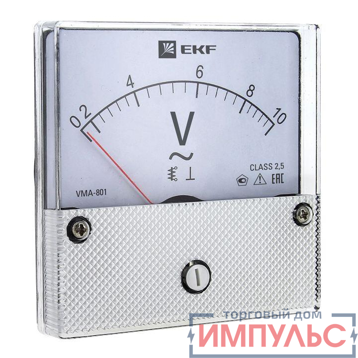 Вольтметр аналоговый VM-A801 на панель 80х80 (круглый вырез) 300В прямое подкл. EKF vma-801-300