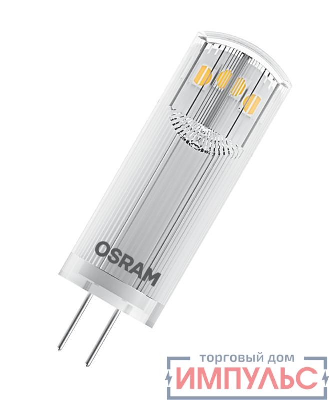 Лампа светодиодная LED Star 200лм 1.8Вт 2700К тепл. бел. G4 PIN угол пучка 300град. 12В (замена 20вт) прозр. пластик (уп.2шт) OSRAM 4058075449800