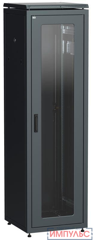 Шкаф сетевой 19дюйм LINEA N 33U 600х800мм стеклянная передняя дверь задняя металлическая черн. ITK LN05-33U68-GM