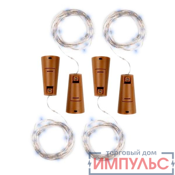 Гирлянда DC-G04-20WS4 пробки 20LED 3x(LR44/LR1154/AG13/G13) (в компл.) (уп.4шт) бел. ФАZА 5047952