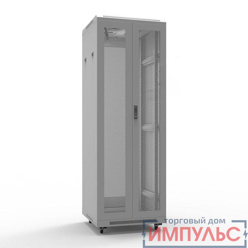 Шкаф напольный 19дюйм Standart 42U 600х800мм передняя и задняя распашные перф. двери RAL7035 Rexant 04-2361