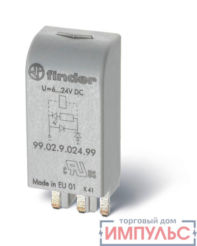 Модуль индикации и защиты LED + диод ( + A1) 6...24В DC зел. FINDER 9902902499