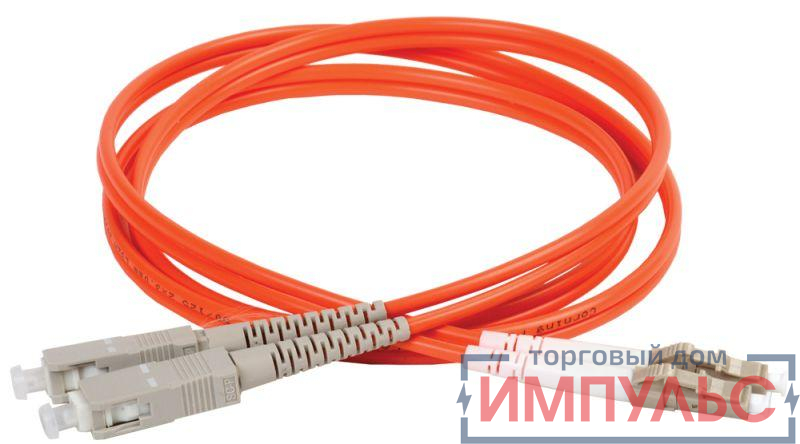 Патч-корд оптический коммутационный соединительный для многомодового кабеля (MM); 50/125 (OM2); SC/UPC-LC/UPC; двойного исполнения (Duplex); LSZH (дл.1м) ITK FPC50-SCU-LCU-C2L-1M