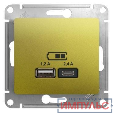 Розетка USB Glossa тип A+C 5В/2.4А 2х5В/1.2А механизм фисташк. SE GSL001039