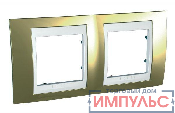 Рамка 2-м Unica золото бел. SchE MGU66.004.804
