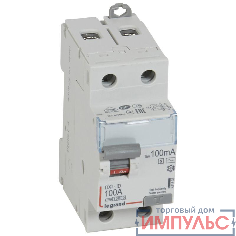 Выключатель дифференциального тока (УЗО) 2п 100А 100мА тип ACS DX3 Leg 411537