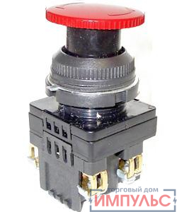 Выключатель кнопочный КЕ-201 У2 исп.2 1з+1р гриб с фиксацией IP54 10А 660В красн. Электротехник ET561481