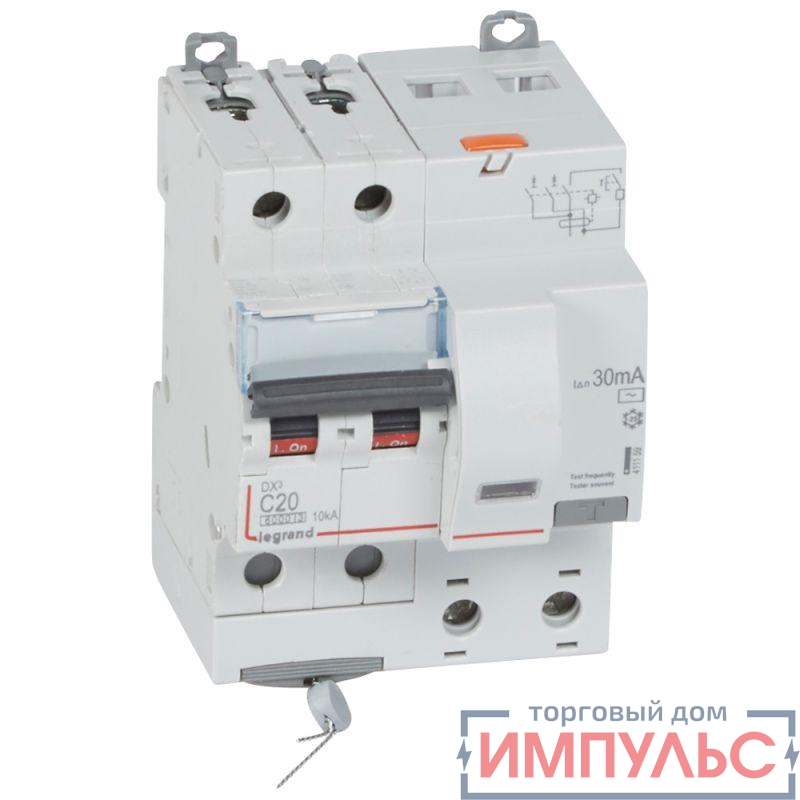 Выключатель автоматический дифференциального тока 2п C 20А 30мА тип AC 10кА DX3 4мод. Leg 411159