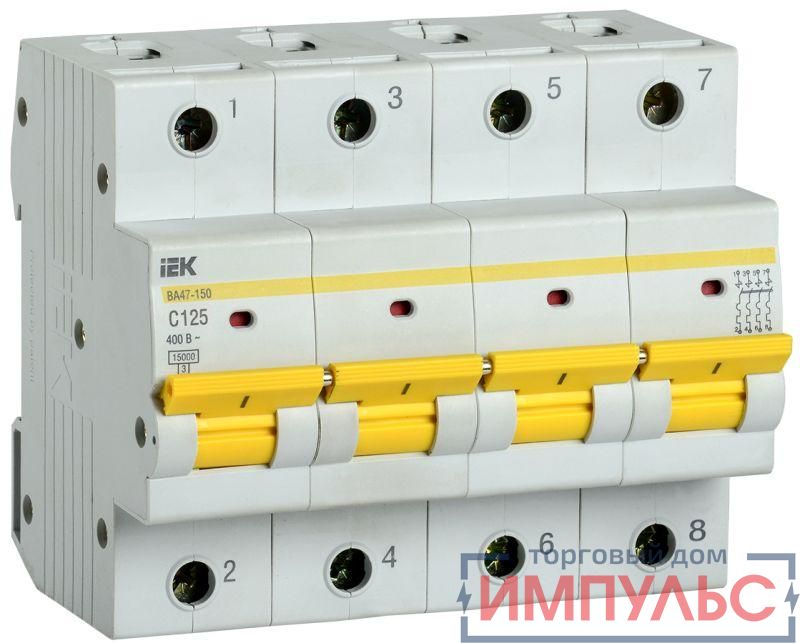 Выключатель автоматический модульный 4п C 125А 15кА ВА47-150 KARAT IEK MVA50-4-125-C