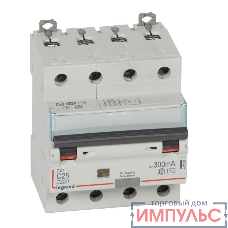 Выключатель автоматический дифференциального тока 4п C 25А 300мА тип AC 10кА DX3 4мод. Leg 411207