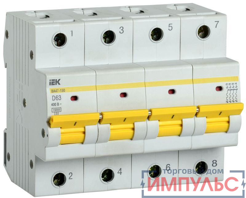 Выключатель автоматический модульный 4п D 63А 15кА ВА47-150 KARAT IEK MVA50-4-063-D