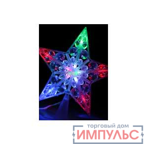 Фигурка "Макушка на елку "Звезда" 10 мигающих светодиодов шнур 2м IP20 Космос KOC_STAR10LED_RGB