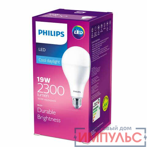 Лампа светодиодная LEDBulb 19W E27 6500К 230В A80 Philips 929002004149