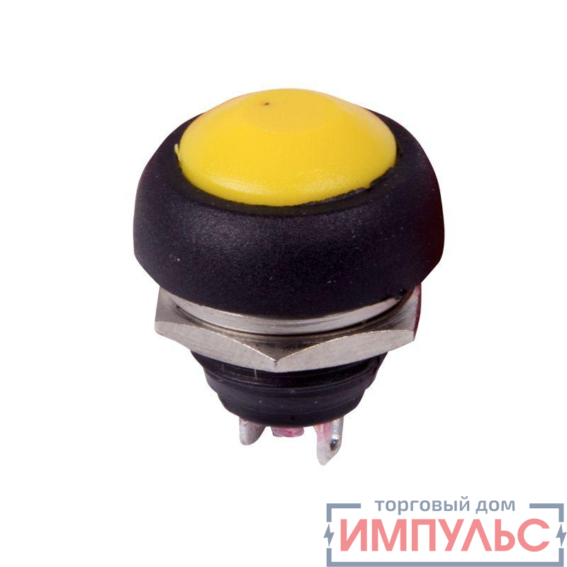 Выключатель-кнопка 250В 1А (2с) OFF-(ON) Б/Фикс желт. Micro (PBS-33В) Rexant 36-3052