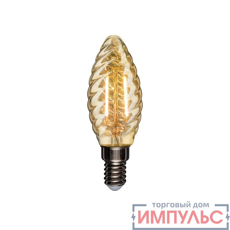 Лампа филаментная Витая свеча LCW35 9.5Вт 950лм 2400К E14 золот. колба Rexant 604-120