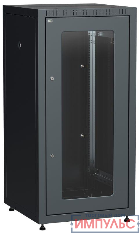 Шкаф сетевой LINEA E 24U 600х600мм стекл. передняя дверь задняя металлическая черн. ITK LE05-24U66-GM