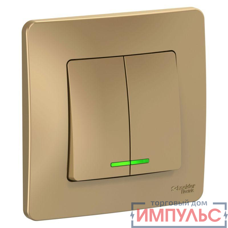 Выключатель 2-кл. СП Blanca 10А IP20 (сх. 5) 250В с подсветкой титан SE BLNVS010514