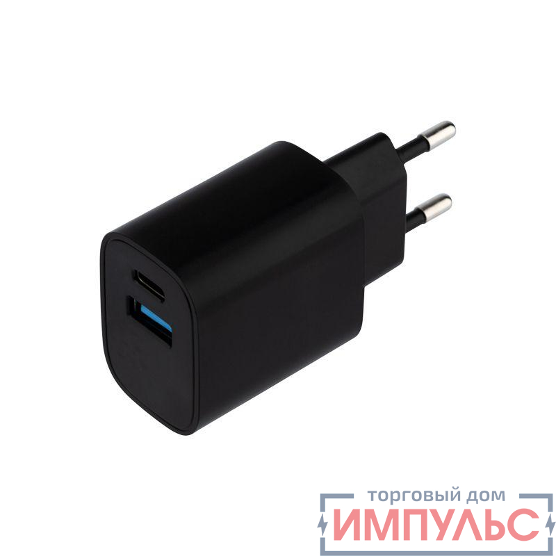 Устройство зарядное сетевое USB + Type-C 5В 2.4А черн. Rexant 16-0297