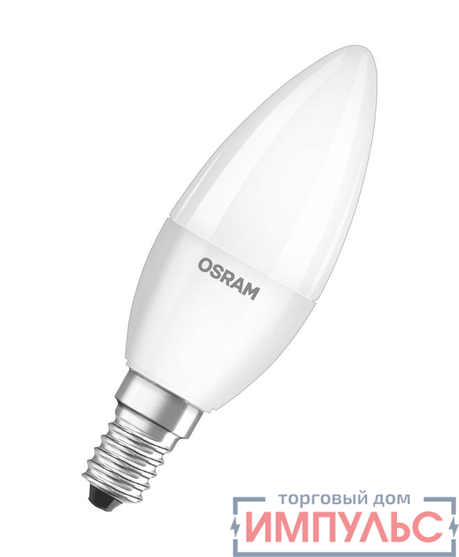 Лампа светодиодная LED STAR CLASSIC B 40 5W/827 5Вт свеча 2700К тепл. бел. E14 470лм 220-240В матов. пласт. OSRAM 4052899971608