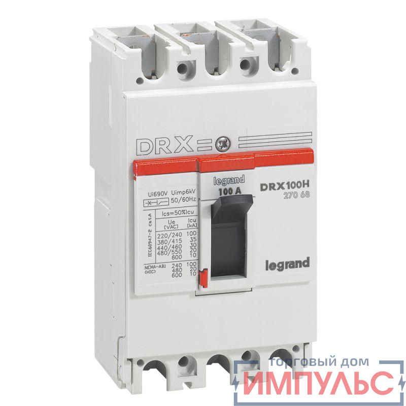 Выключатель автоматический 3п 100А 36кА DRX125 термомагнитн. расцеп. Leg 027068