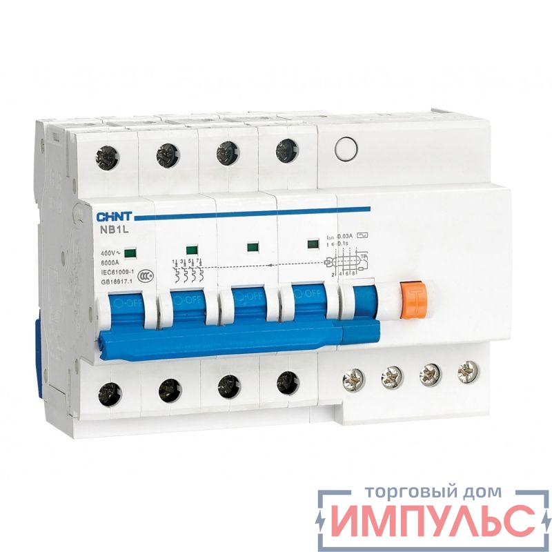 Выключатель автоматический дифференциального тока 4п C 32А 30мА тип AC 6кА NB1L-40 (R) CHINT 198131