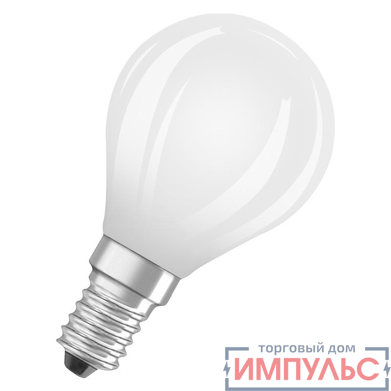 Лампа светодиодная филаментная Retrofit 6.5Вт P60 матовая 4000К нейтр. бел. E14 806лм 220-240В угол пучка 320град. диммир. (замена 60Вт) OSRAM 4058075434684