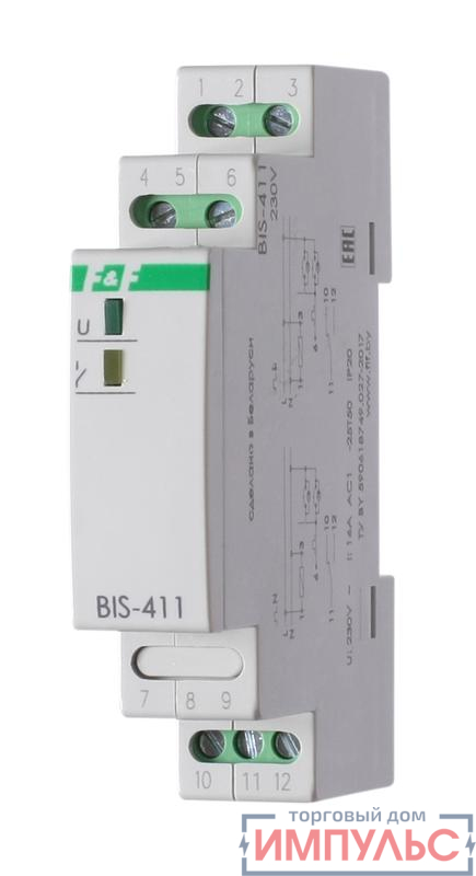 Реле импульсное BIS-411 (230В 16А 1Р монтаж на DIN-рейке 35мм) F&F EA01.005.001