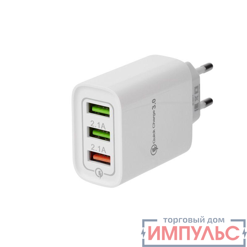 Устройство зарядное сетевое для iPhone/iPad 3 x USB 5В 3А + 1А + 1А бел. Rexant 16-0277 0