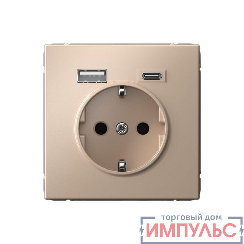 Розетка ArtGallery 16А с 2-мя заряд. устройствами USB A+C 5В/2.4А/3А 2х5В/1.5А механизм песочн. SE GAL001232