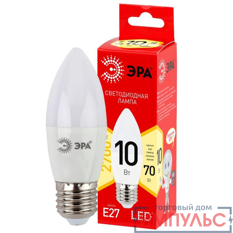 Лампа светодиодная LINE LED B35-10W-827-E27 R B35 10Вт свеча E27 тепл. бел. ЭРА Б0052377