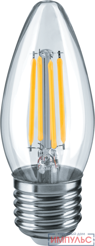 Лампа светодиодная 14 005 NLL-F-C35-4-230-2.7K-E27 4Вт свеча прозрачная 2700К тепл. бел. E27 350лм 220-240В Navigator 14005
