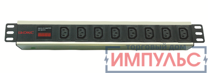 Блок розеток 8-м 10А IEC 60320 C13 для 19дюйм шкафов амперметр DKC R519IEC8AMC14