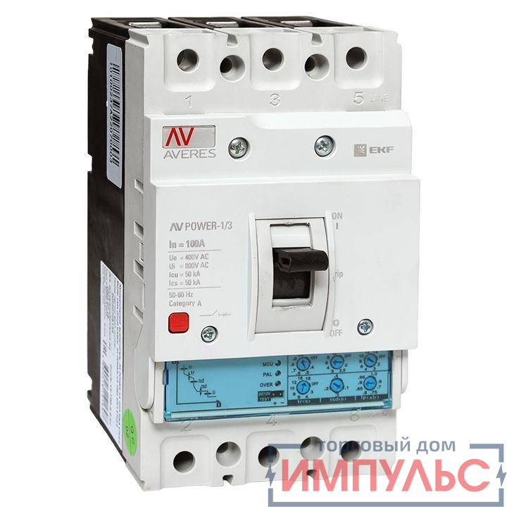 Выключатель автоматический 3п 100А 50кА AV POWER-1/3 ETU2.0 AVERES EKF mccb-13-100-2.0-av