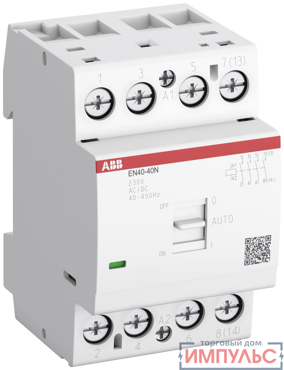 EN40-40N-06  Контактор модульный с ручным управлением (40А АС-1, 4НО), катушка 2 1SAE342111R0640